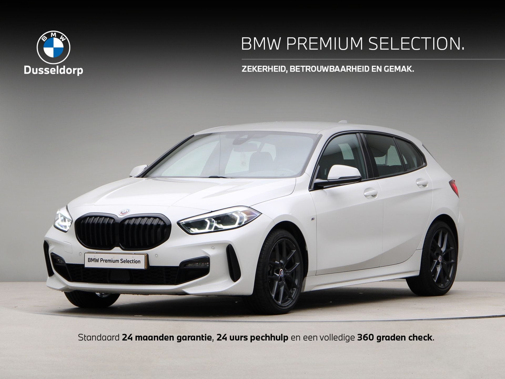 BMW 1 Serie 118i M-sport (bj 2022, automaat), Dealer onderhouden, Gebruikt, Met garantie (alle), Wit
