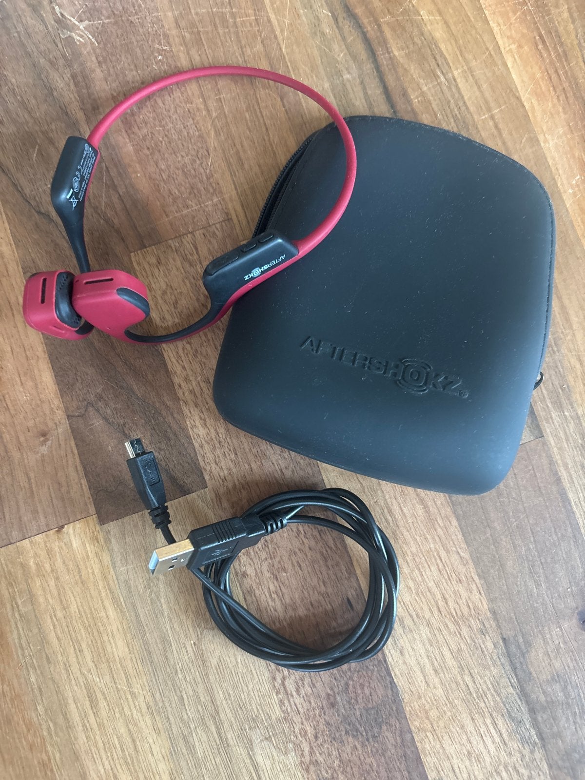 Aftershokz OpenMove Bone Conduction Koptelefoon Rood, Bluetooth, Bone conduction, Ophalen of Verzenden, Zo goed als nieuw