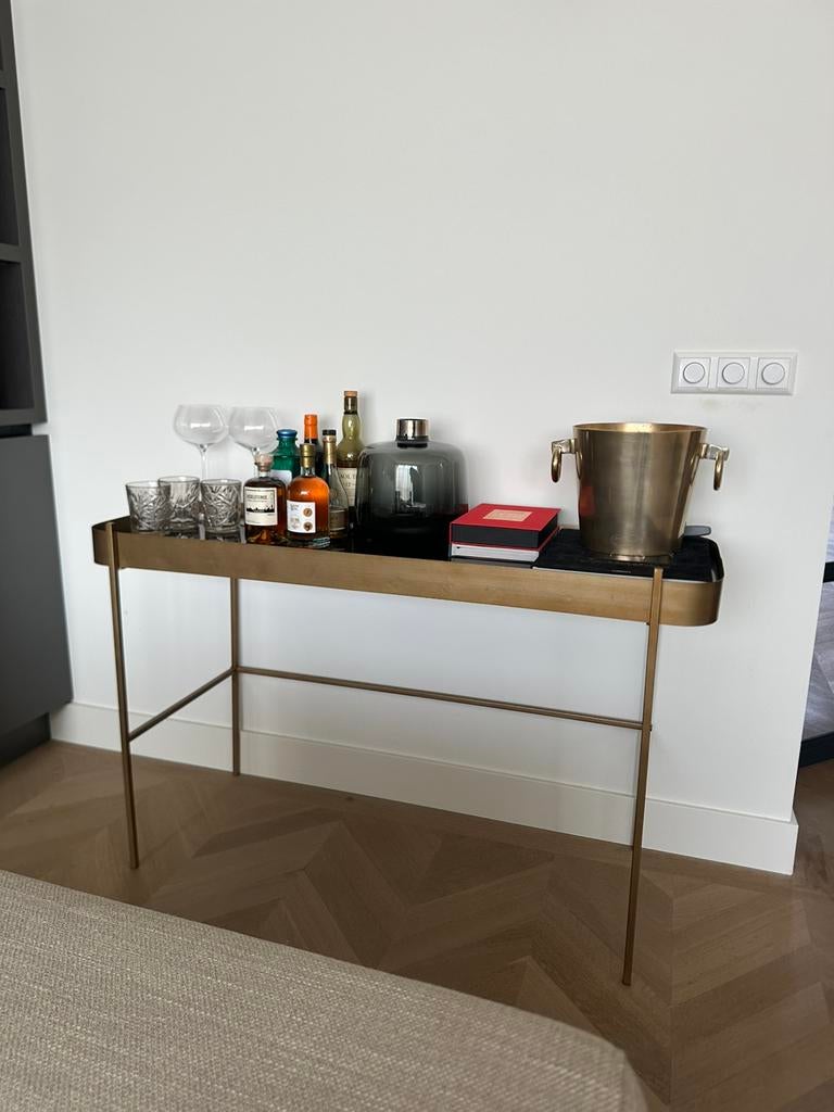 Gouden wandtafeltje Riverdale, Huis en Inrichting, Ophalen, 50 tot 100 cm, Rond, Zo goed als nieuw