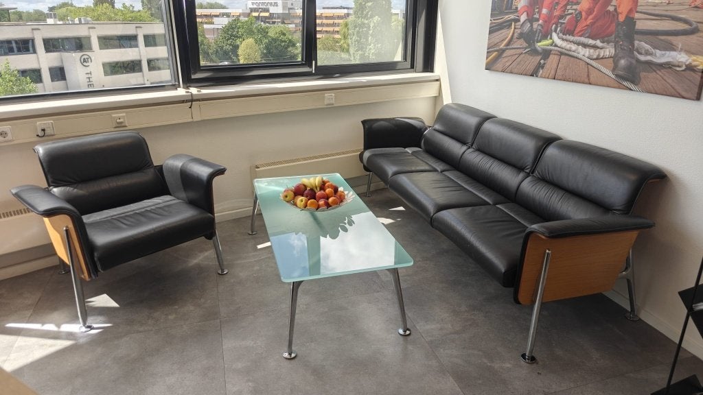Lederen zithoek met tafel Wilkhahn Avera, Ophalen, Gebruikt, Hout, Avera by Frits Frenkler & Justus Kolberg for Wilkhahn