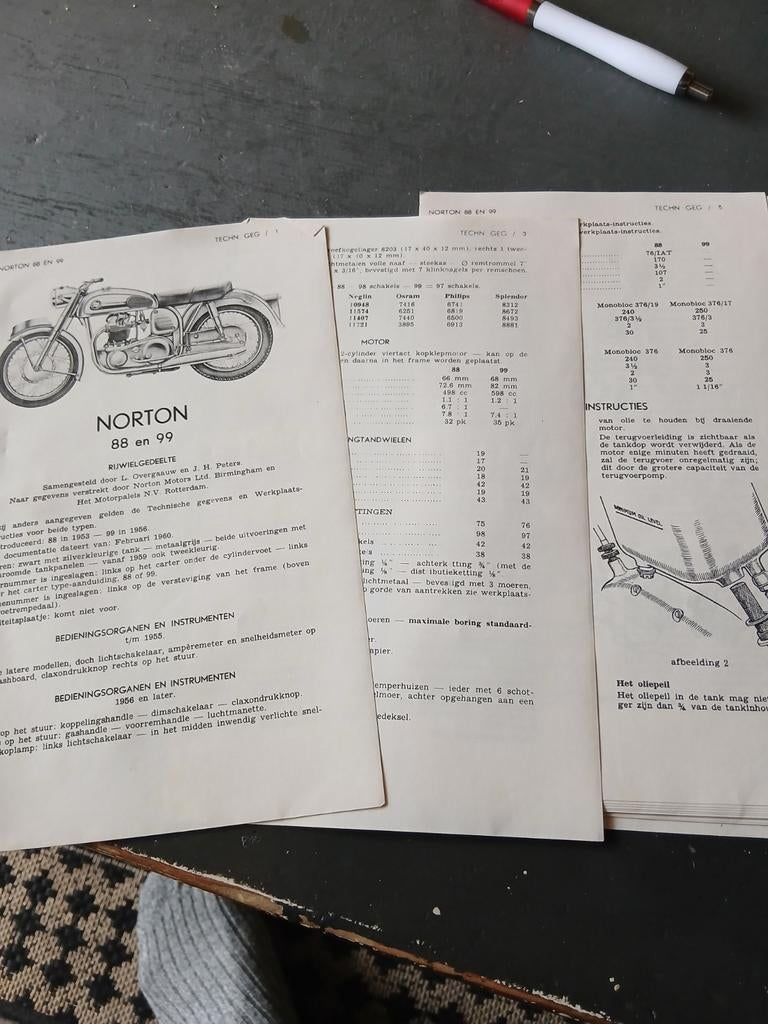 Norton  88 en 99, Motoren, Ophalen, Overige merken
