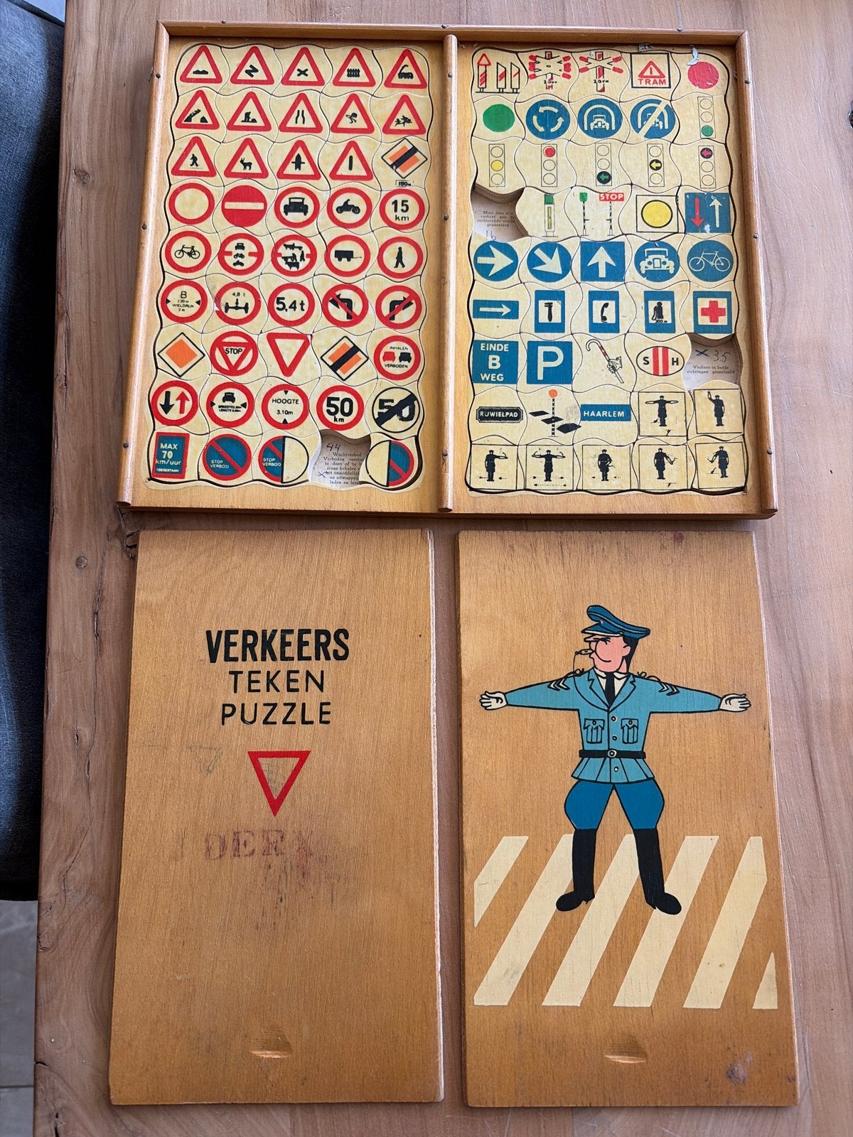 Vintage Verkeersteken Puzzel - Educatief Houten Speelgoed, Kinderen en Baby's, Speelgoed | Educatief en Creatief, Ophalen of Verzenden