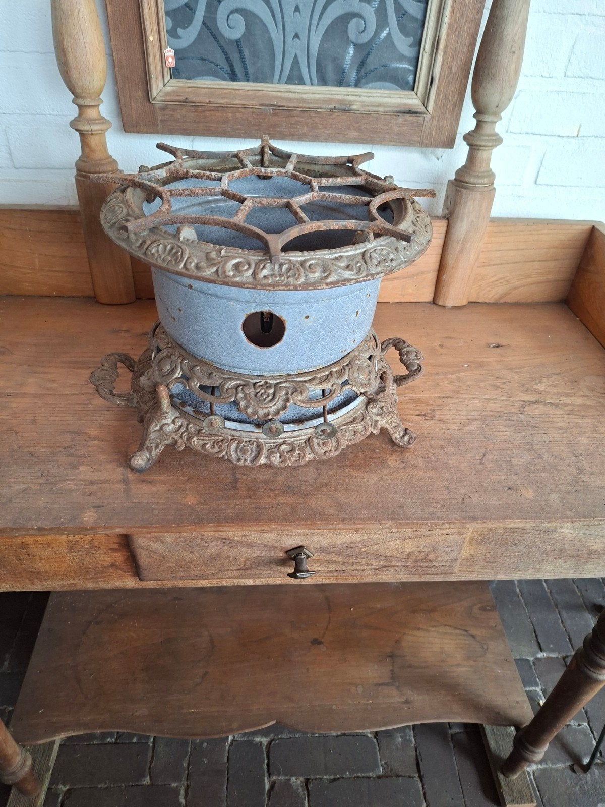 Vintage petroleum brander 3 pits., Antiek en Kunst, Antiek | Emaille, Ophalen