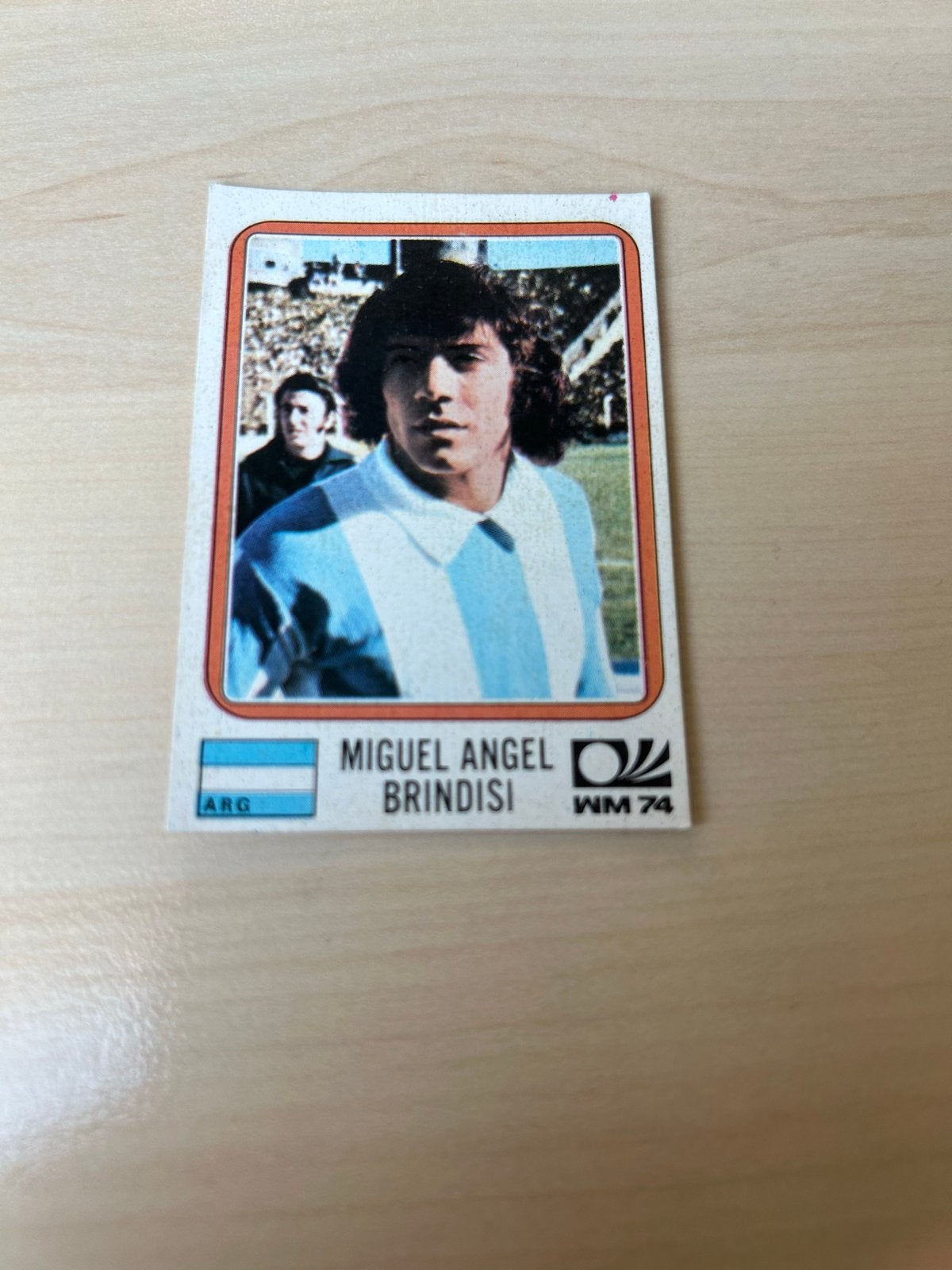 Panini WK 1974 Plaatje Miguel Angel Brindisi Argentinië, Ophalen of Verzenden, Zo goed als nieuw, Sticker