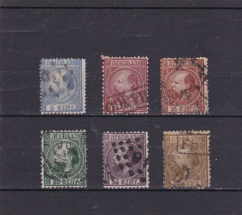 36.  1867 - 1868  Koning Willem III, nrs. 7 - 12,  gebr., Verzenden, T/m 1940, Gestempeld
