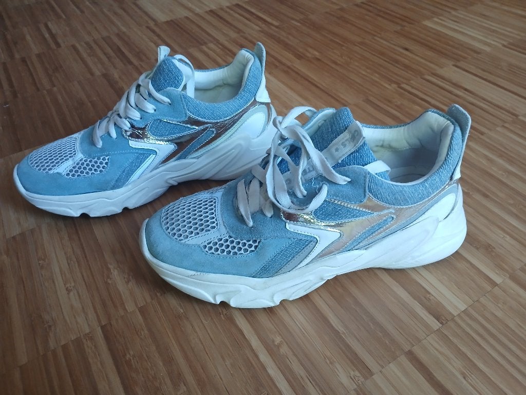 Leuke Muyters kindersneakers maat 38 denim wit zilver, Meisje, Schoenen, Ophalen of Verzenden, Zo goed als nieuw