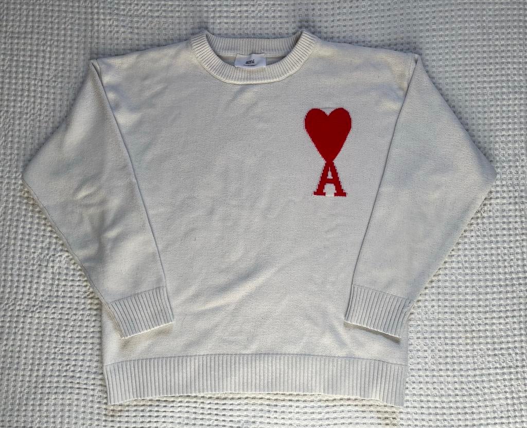 Ami Paris Trui  - Wit, Kleding | Heren, Truien en Vesten, Ophalen of Verzenden, Zo goed als nieuw, Maat 46 (S) of kleiner, Wit
