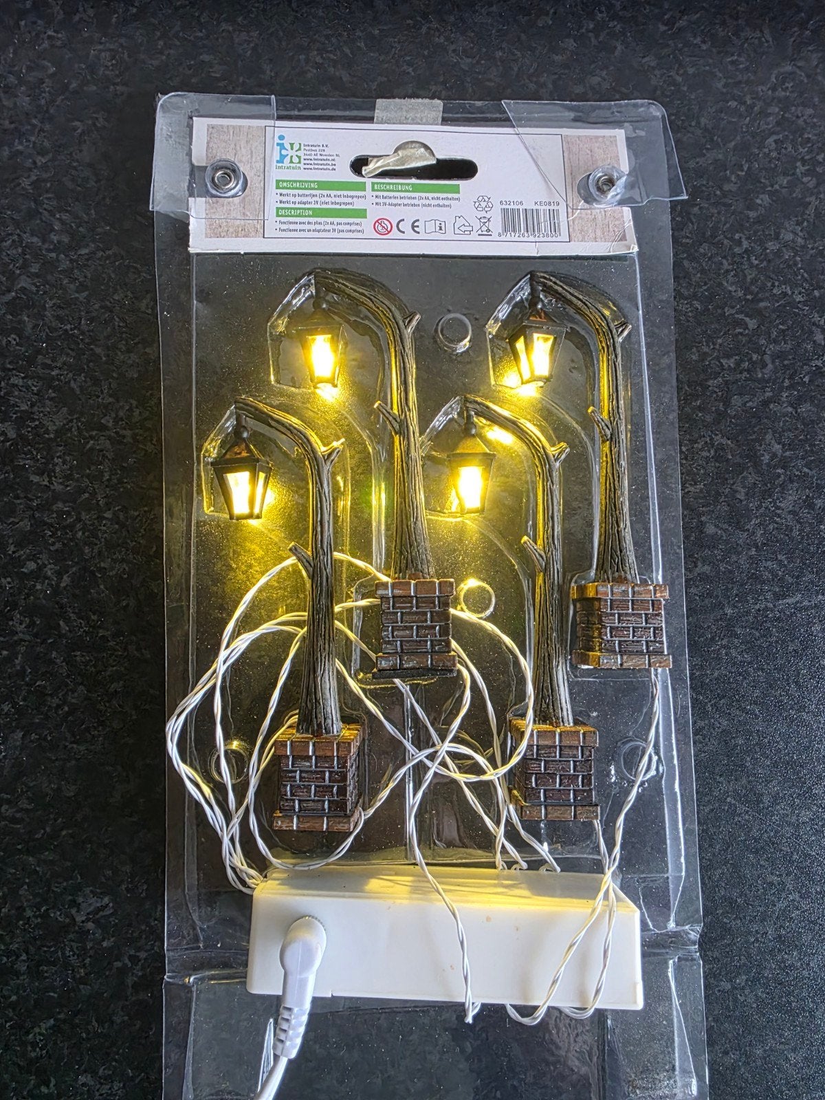 Intratuin verlichting 4x lantaarn op muurtje, Ophalen, Gebruikt