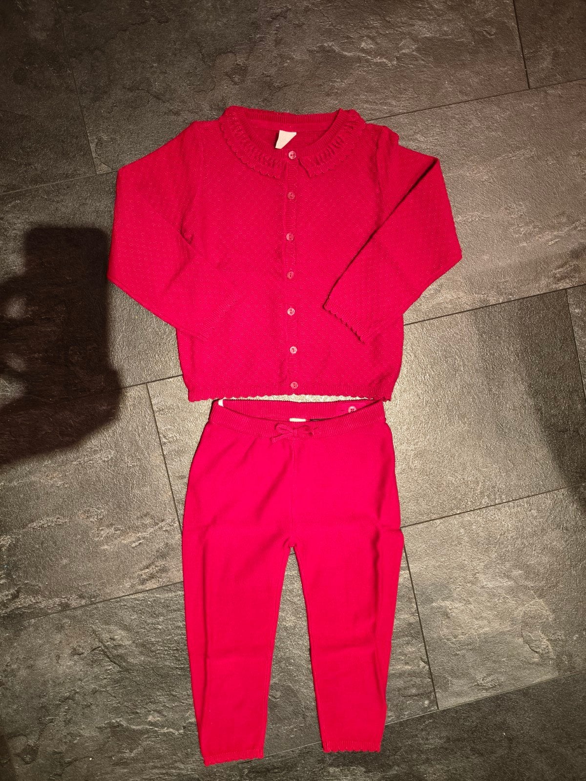 Tweedelig gebreide set van 100% katoen rood kerst setje, Ophalen of Verzenden, Nieuw, Maat 98