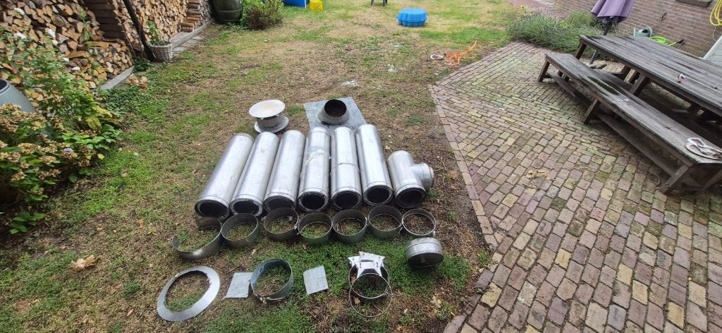 MetaloTerm OnTop RVS dubbelwandige rookgasafvoer, Huis en Inrichting, Ophalen, Gebruikt, Gas, Houtkachel
