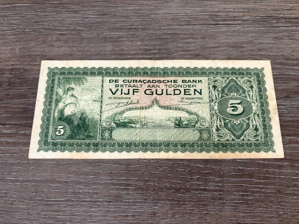 Net biljet 5 gulden Curaçao, 1943, Ophalen of Verzenden, 25 gulden