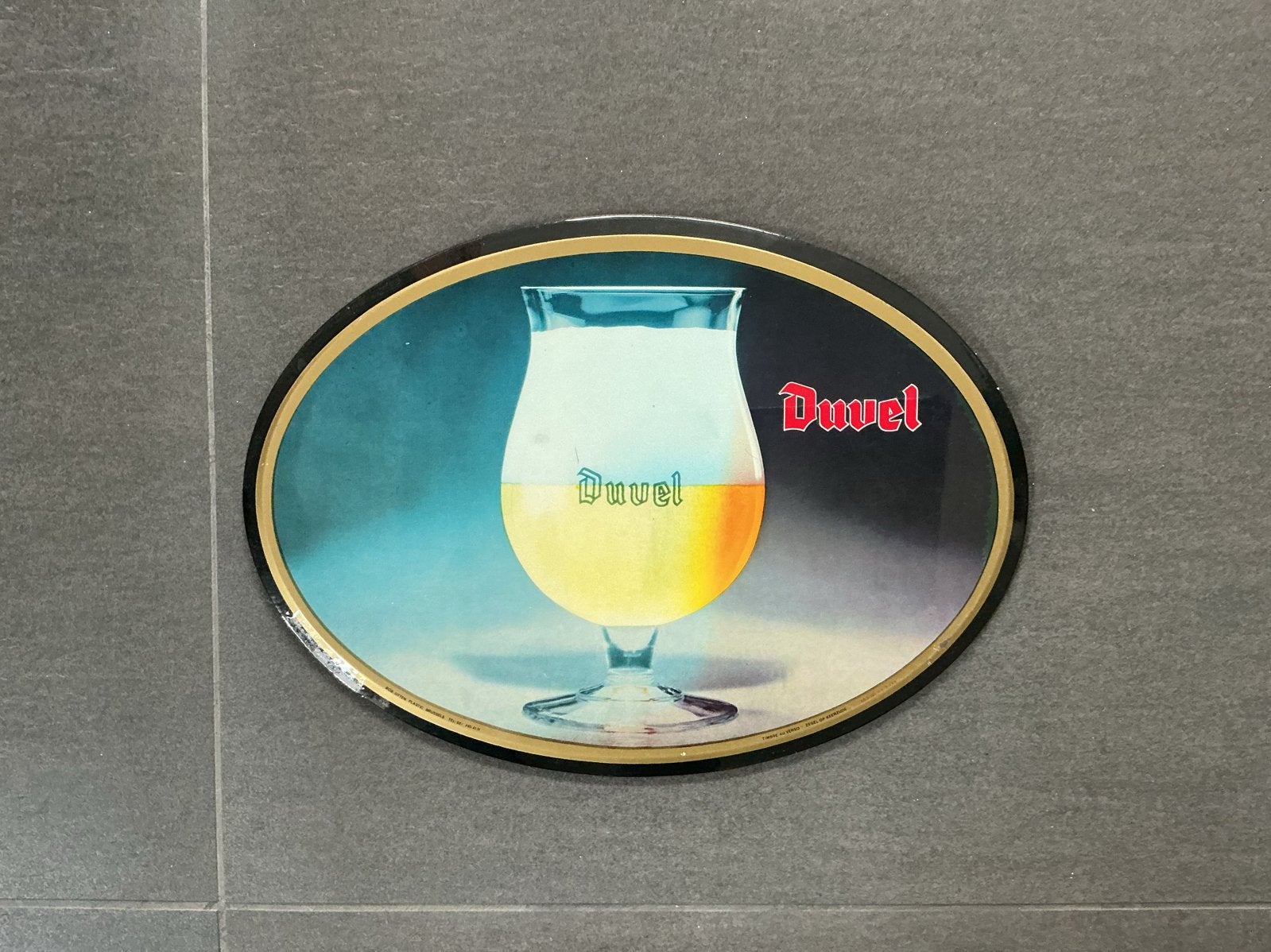 Vintage Duvel reclamebord - Rob. Otten Plastic Brussels, Ophalen of Verzenden, Gebruikt, Reclamebord