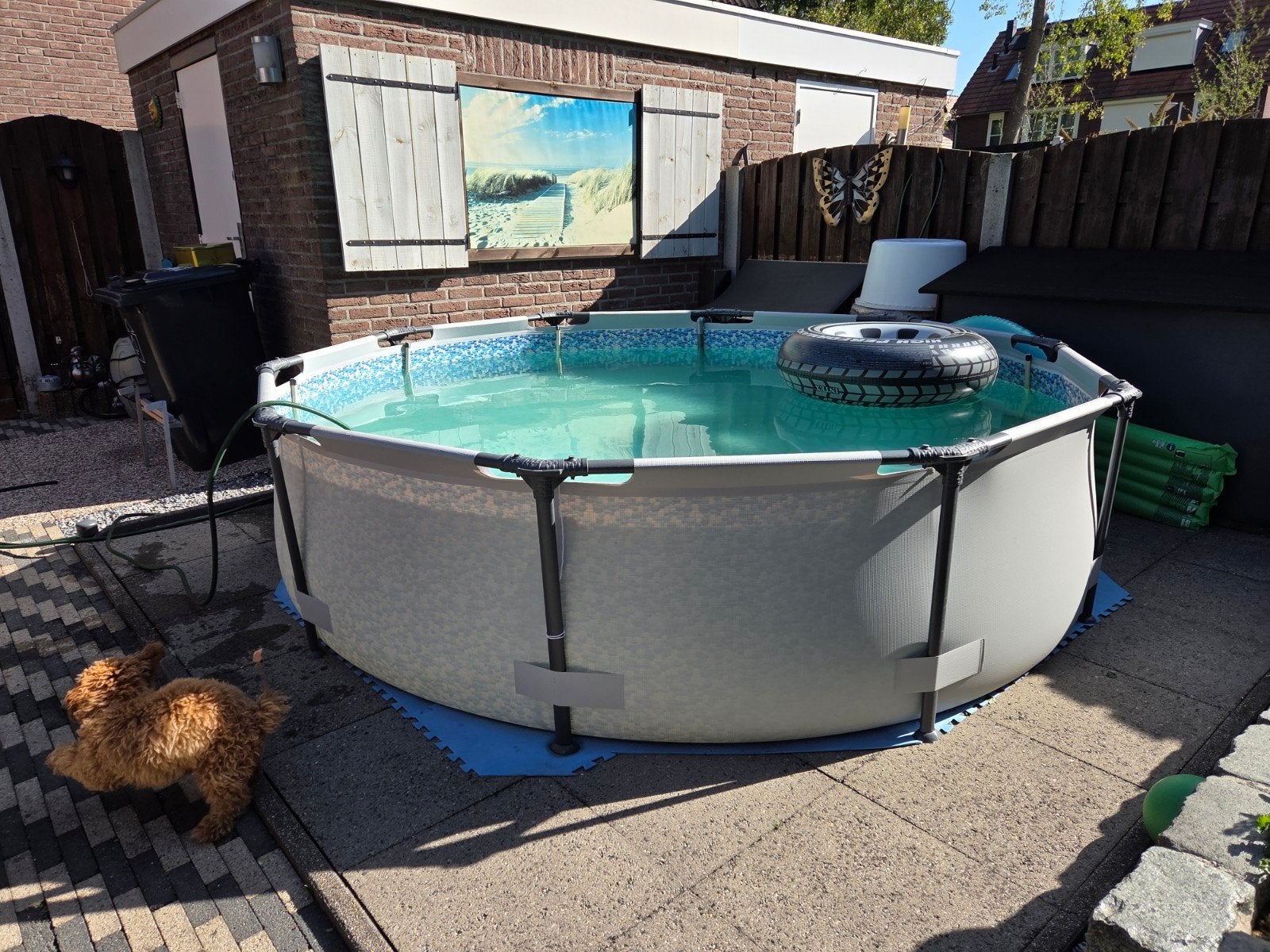Zwembad steel pro 305x76cm UNIEK met bubbelsysteem, Ophalen, Gebruikt, Opzetzwembad, Rechthoekig