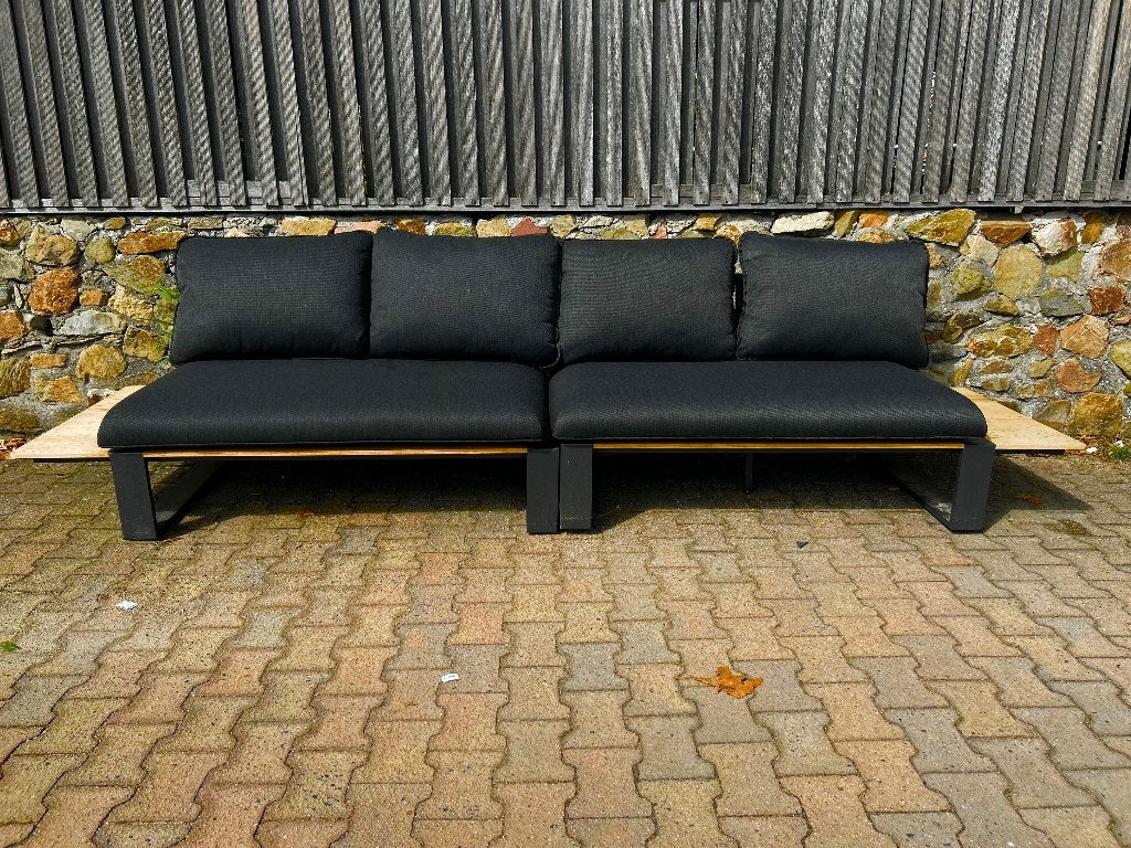 Seto Teak Ash Grey l Left and Right 2 Seaters l Zwart, Ophalen, 4 zitplaatsen, Teakhout, Zo goed als nieuw