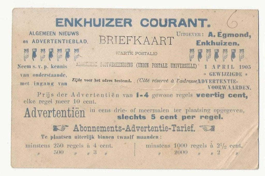 Enkhuizen-Jt30-6  Reclame kaart Enk -Courant, Verzenden, Zo goed als nieuw, Overige typen
