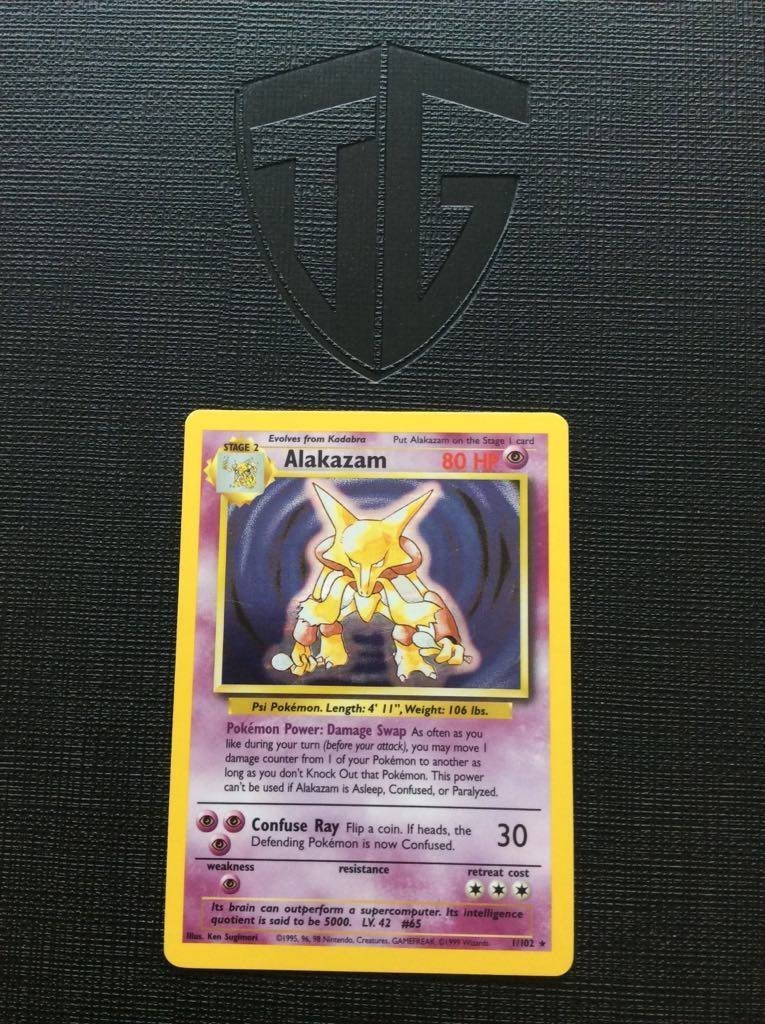 Alakazam #1 - Base set 1, Pokémonkaart, Ophalen of Verzenden, Zo goed als nieuw, Losse kaart, Foil