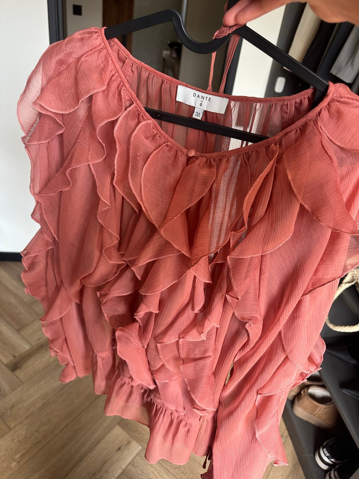 Dante 6 Roze Blouse met Ruches - Maat 36 (S), Ophalen of Verzenden, Zo goed als nieuw, Maat 36 (S), Roze