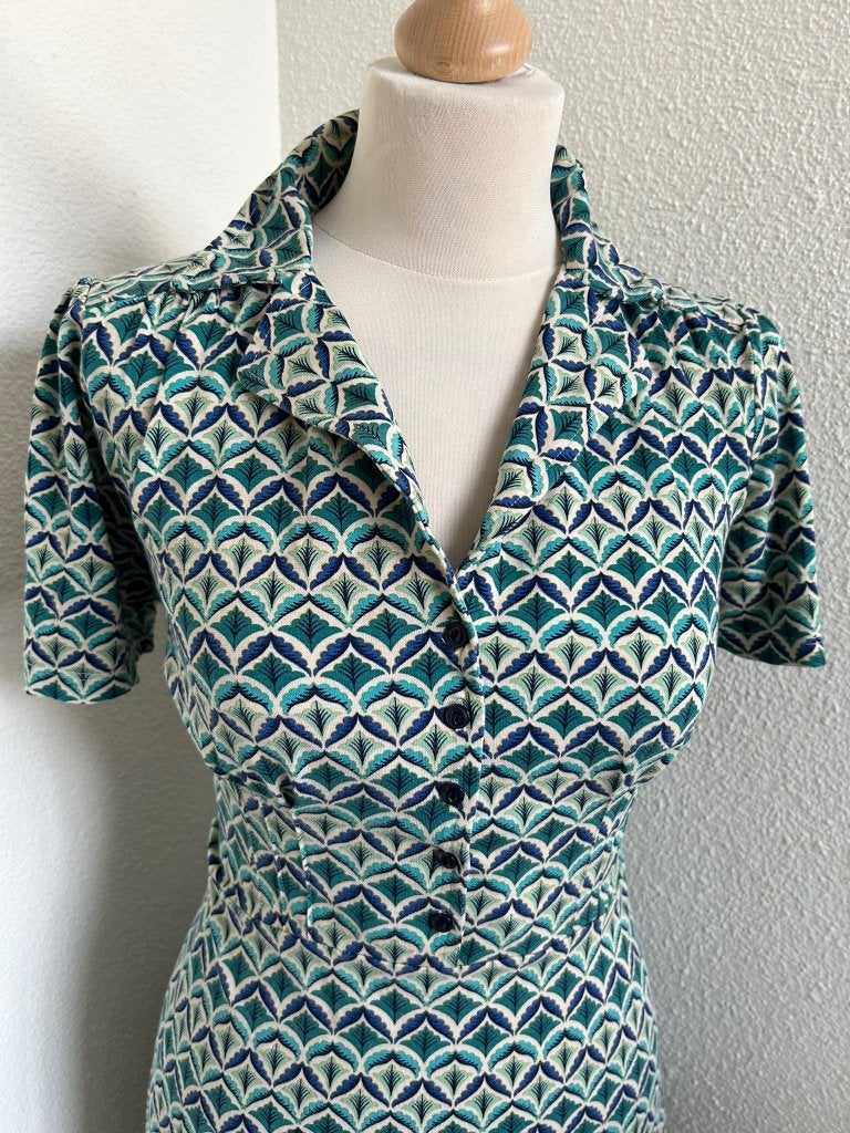 King Louie maat L gave retro polo jurk 3087, Blauw, Maat 42/44 (L), Ophalen of Verzenden, Zo goed als nieuw