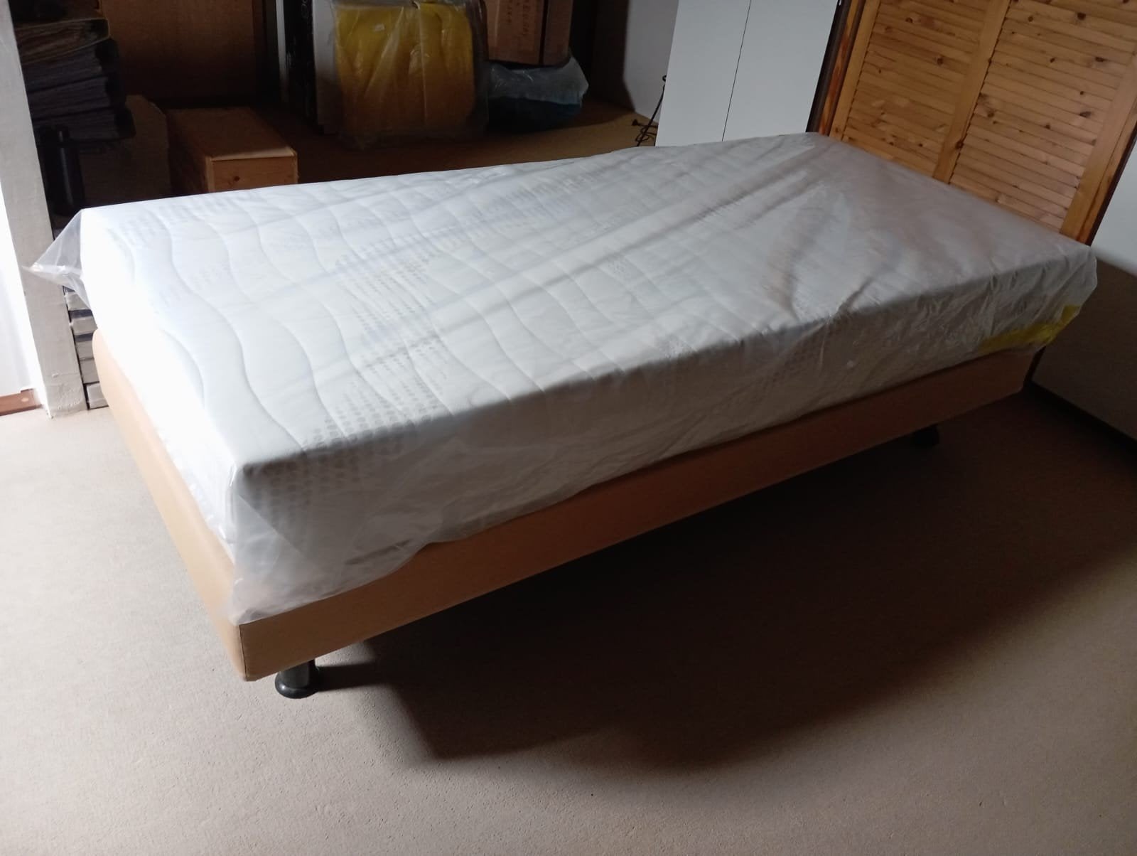 1-persoons boxspring 90x200 met Pantera SG52 matras, Ophalen, Eenpersoons, 90 cm