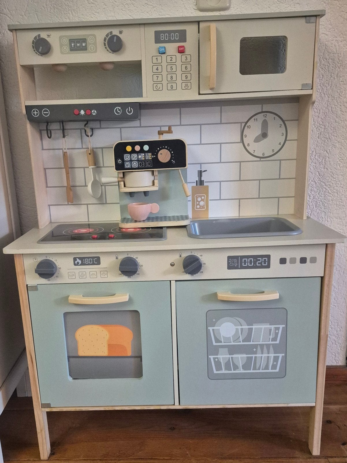 Houten Speelkeuken met Koffiezetapparaat en Accessoires, Ophalen, Gebruikt, Hout, Speelkeuken