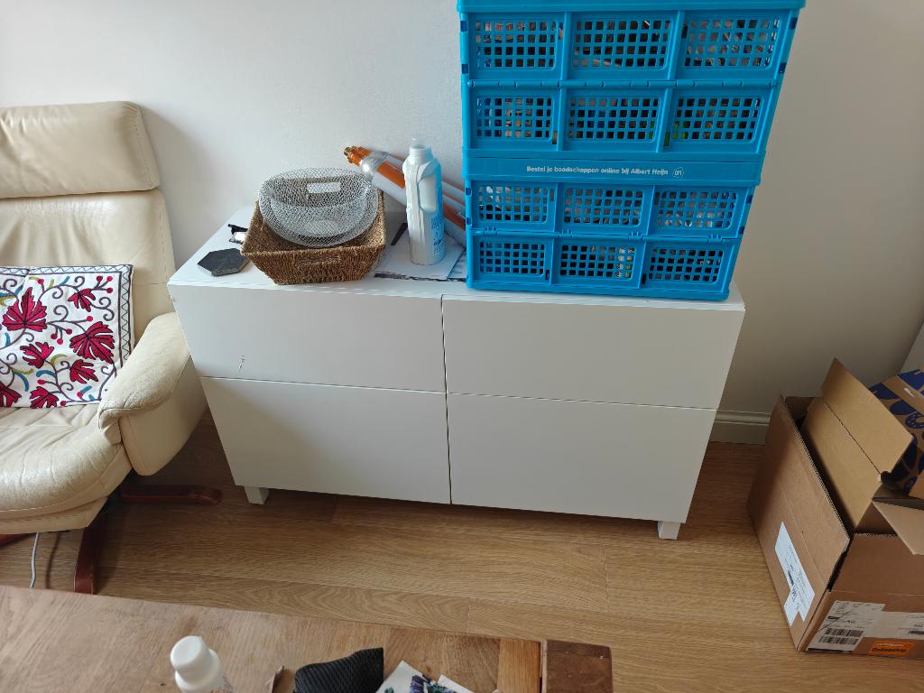 Ikea Besta kast met lades, Huis en Inrichting, Kasten | Ladekasten, Ophalen, Gebruikt, 100 tot 150 cm, 1 of 2 laden