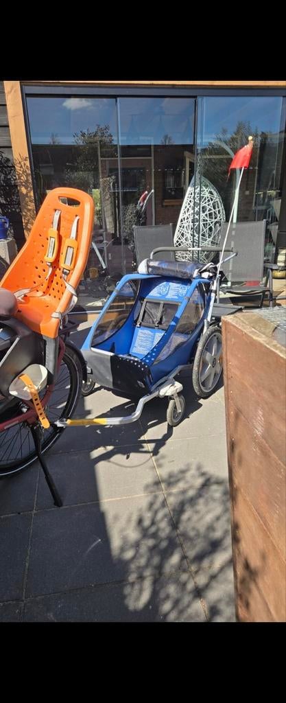 Fietskar / wandelwagen voor kinderen - Blauw, Gebruikt, Opvouwbaar, Ophalen of Verzenden, Kinderkar