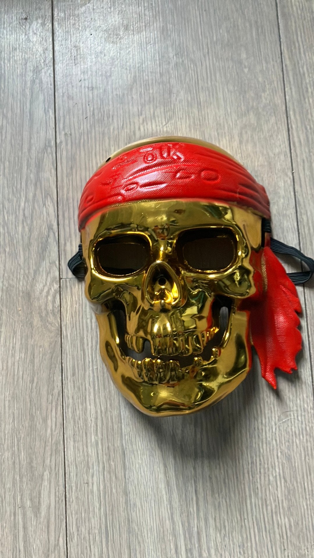 Halloween masker skelet piraat goud, Ophalen of Verzenden, Zo goed als nieuw, Overige maten, Halloween