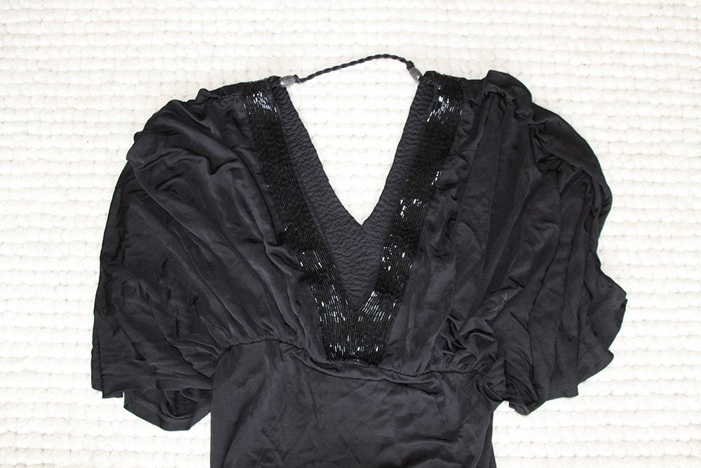 Zeer Mooie Super Star Glitter Tuniek (XS) € 25,-, Super Star, Zwart, Ophalen of Verzenden, Zo goed als nieuw