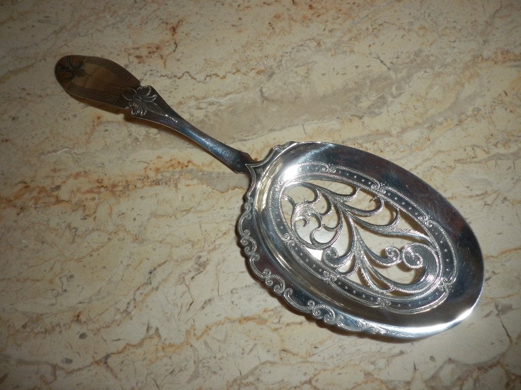 Antiek zilveren natfruitschep., Ophalen of Verzenden