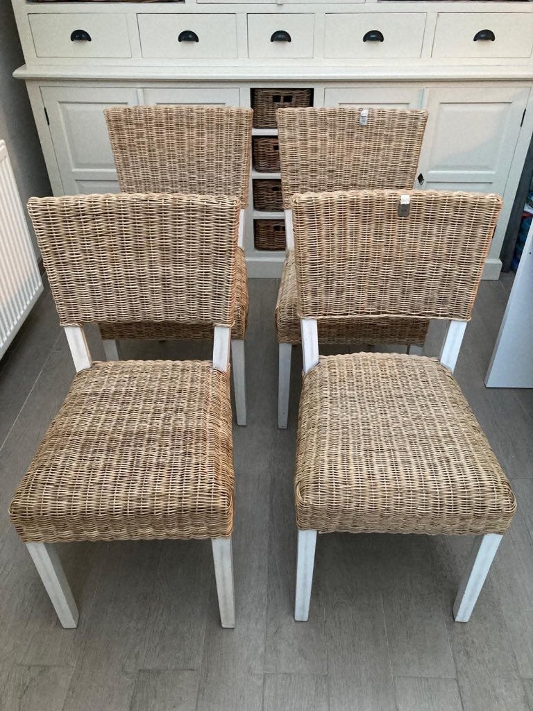 Originele Riviera Maison Beecham Dining Chairs – set van 6, Huis en Inrichting, Ophalen, Gebruikt, Bruin, Riet of Rotan