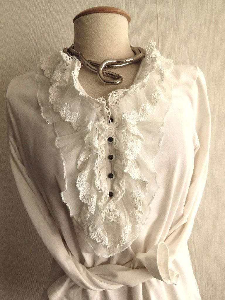 Betty Barclay,  NIEUW!! shirt met chabot rouche mt 42/44, Wit, Maat 42/44 (L), Betty Barclay, Nieuw