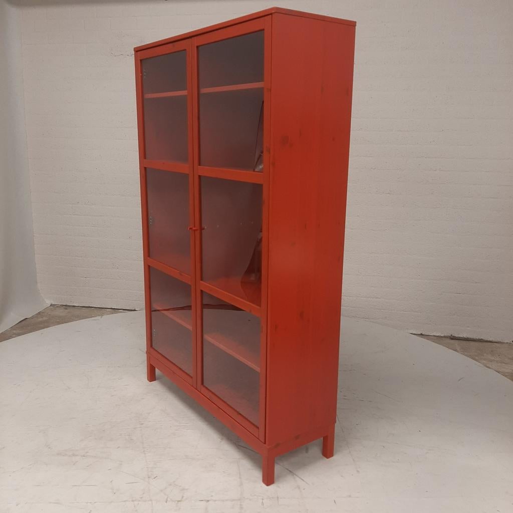 Ikea Linnarp vitrinekast - Brandweerrood, Ophalen, Gebruikt, 50 tot 100 cm, Nvt