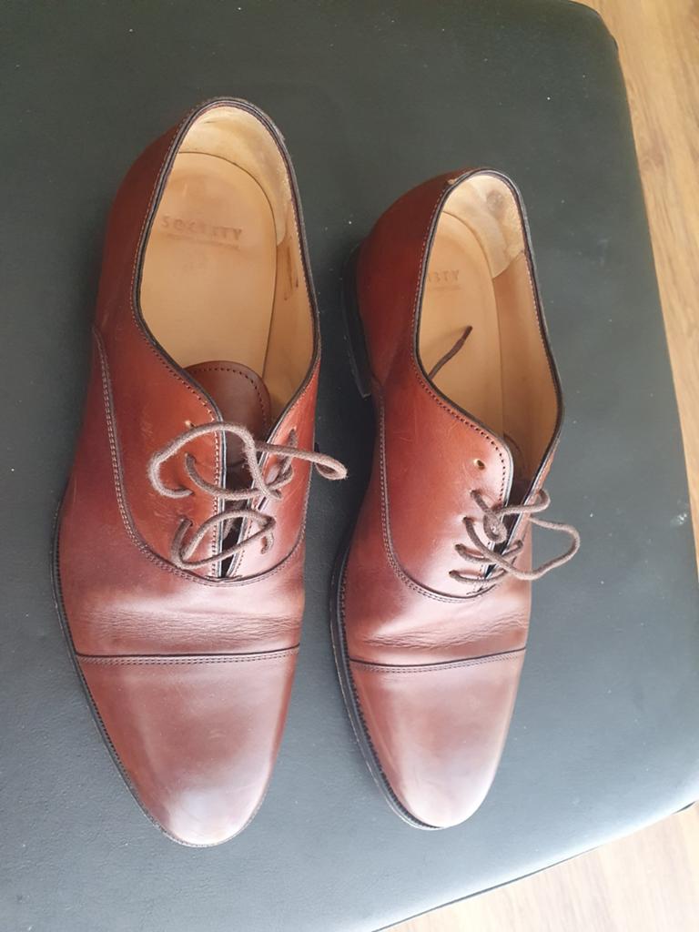 Mooie handgemaakte bruine leren Oxford heren schoenen, Ophalen of Verzenden, Zo goed als nieuw, Bruin