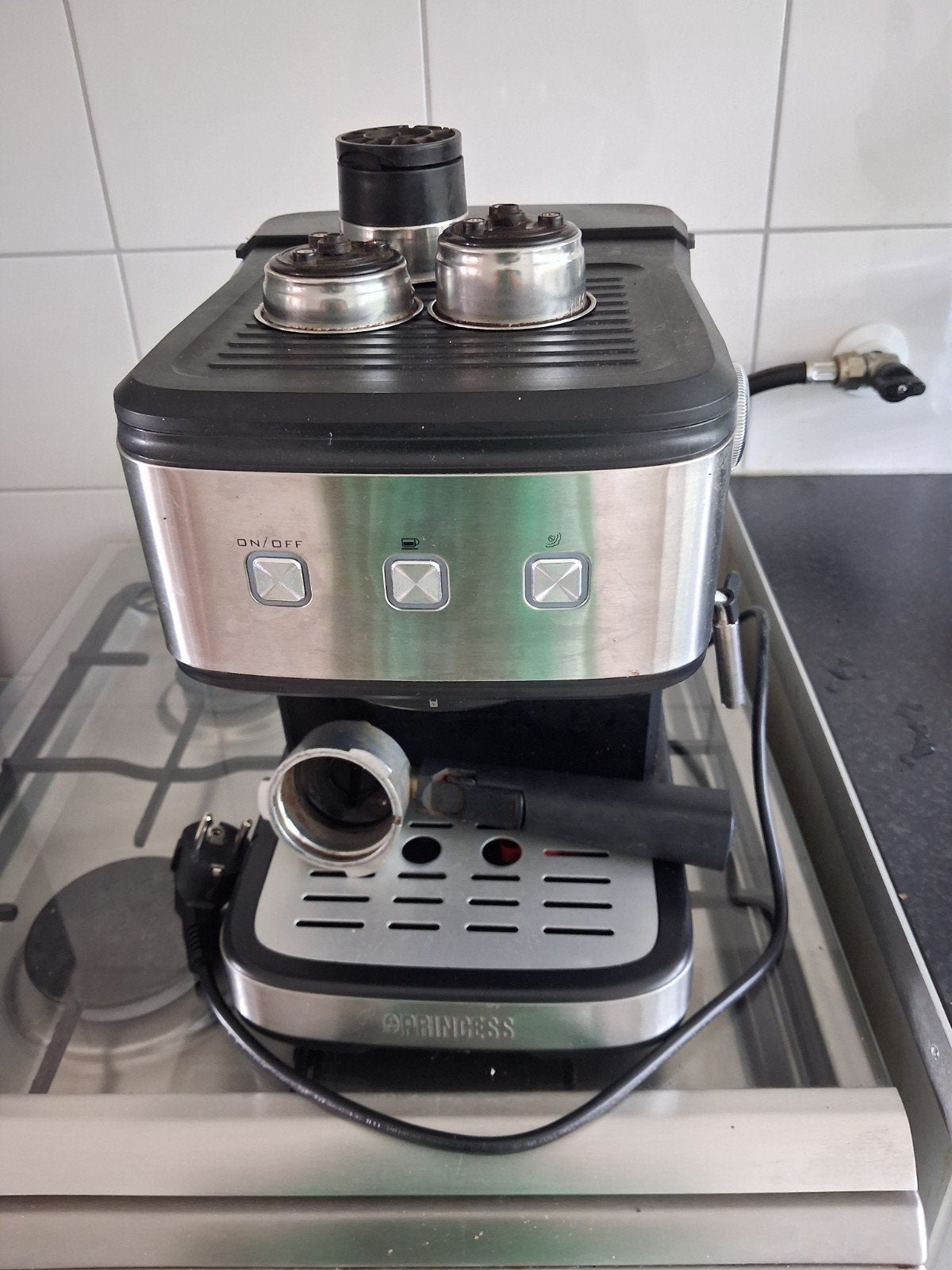 Princess Espressomachine - Zo goed als nieuw, Witgoed en Apparatuur, Koffiezetapparaten, Stoompijpje, Espresso apparaat, Gemalen koffie
