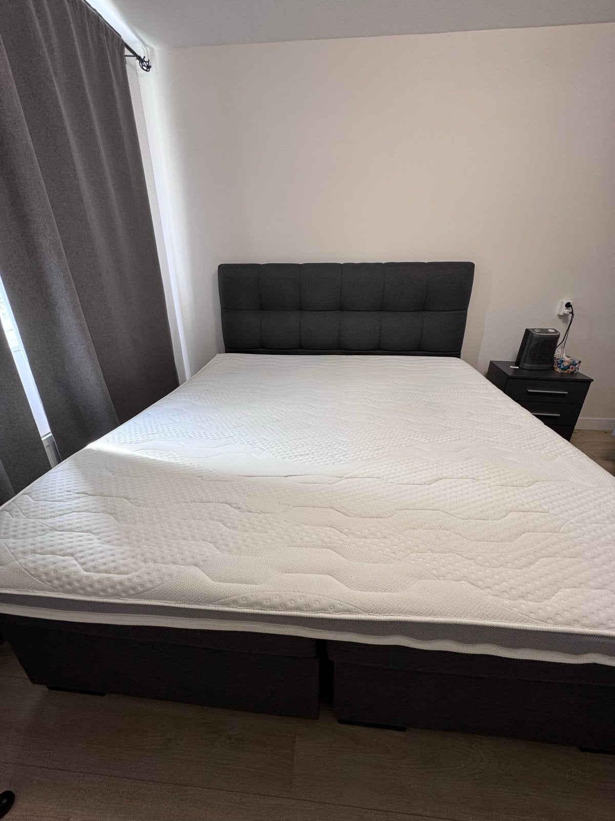 Haco Double box spring with topper and headboard, Ophalen, Tweepersoons, Zo goed als nieuw, 180 cm