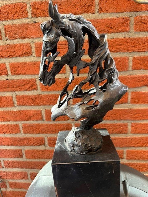 bronzen beeld paard horse paarden hoofd, Ophalen of Verzenden, Brons, Beeld