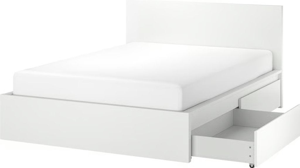 Ikea Malm 2 persoons bed 160x200, Ophalen, Gebruikt, Wit, Tweepersoons