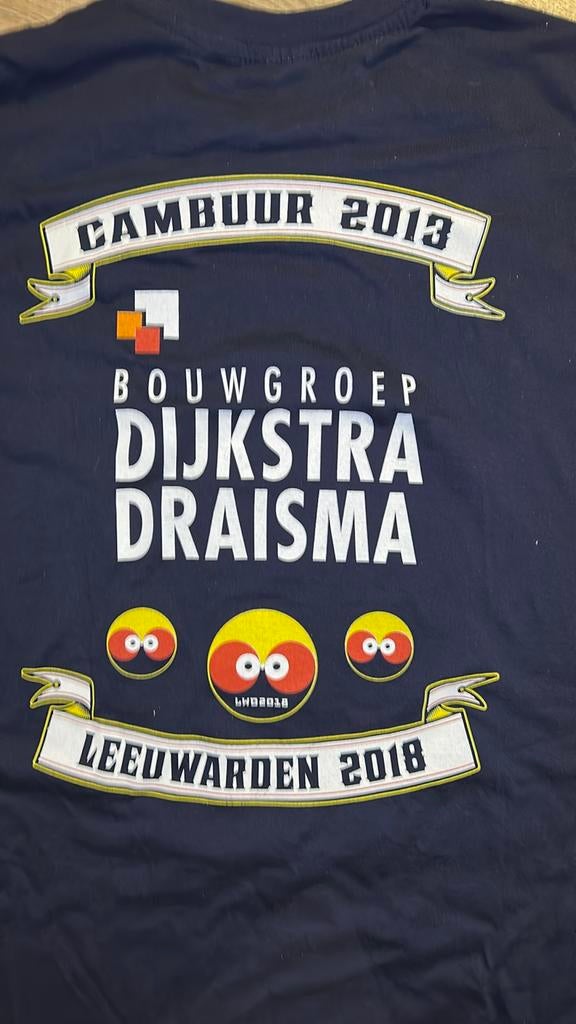 SC Cambuur Leeuwarden T-shirt 2013 - Bouwgroep Dijkstra Drai, Kleding | Heren, T-shirts, Gedragen, Maat 52/54 (L), Blauw, Ophalen of Verzenden