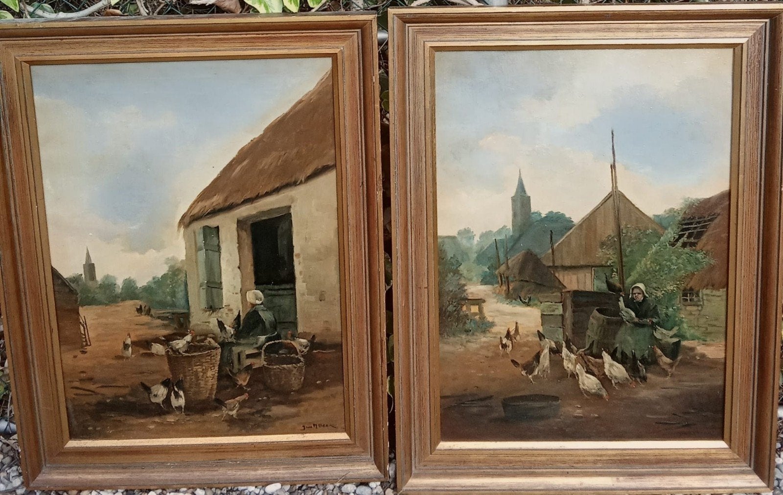 Antieke olieverfschilderijen Jurien Marinus Beek, Antiek en Kunst, Gesigneerd, Doek, Realistisch, Ophalen of Verzenden