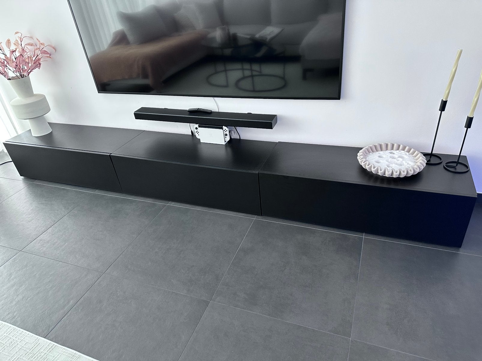 Tv meubel zwart, Ophalen, Zwart mat, Gebruikt, 200 cm of meer