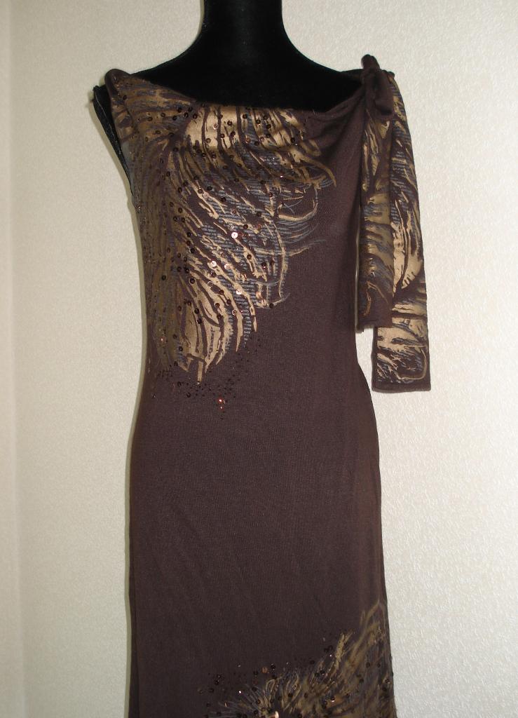 SOLAR silk feest jurk maat L, Kleding | Dames, Bruin, Verzenden, Maat 42/44 (L), Zo goed als nieuw
