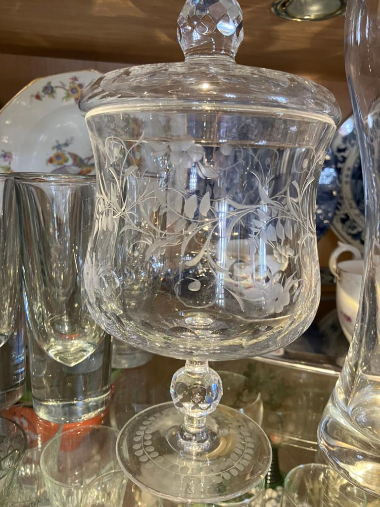 Decoratieve Glazen Pot met Deksel - Gegraveerd Design, Ophalen of Verzenden