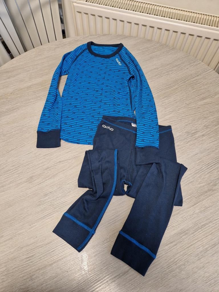 Thermo kleding 128 merk Odlo broek longsleeve blauw, Ophalen of Verzenden, Zo goed als nieuw, Jongen, Odlo