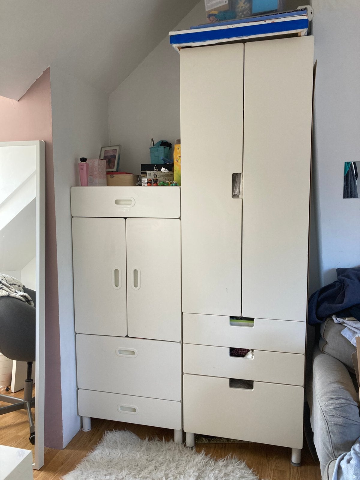 IKEA STUVA kledingkast + ladekast, wit, verstelbare poten, Ophalen, Gebruikt, 50 tot 70 cm, 105 cm of meer