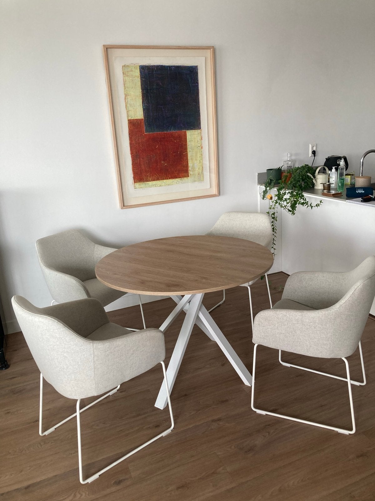 IKEA Mariedamm eettafel met 4 Tossberg stoelen, Ophalen, Zo goed als nieuw, 4 tot 6 stoelen