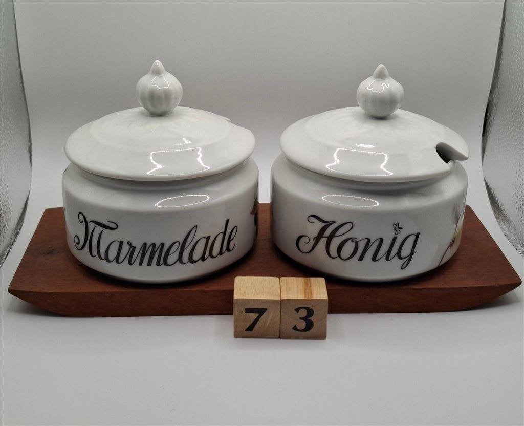 Honingpot, marmeladepot op teaken blaadje, nr. 073, Ophalen of Verzenden, Zo goed als nieuw, Bord(en), Overige stijlen
