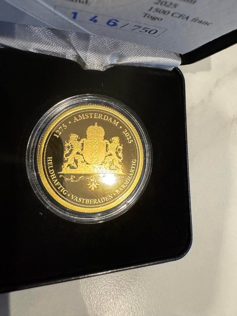 Gouden munt 750 jaar Amsterdam, Postzegels en Munten, Munten | Nederland, Koningin Beatrix, Losse munt, Goud, Overige waardes