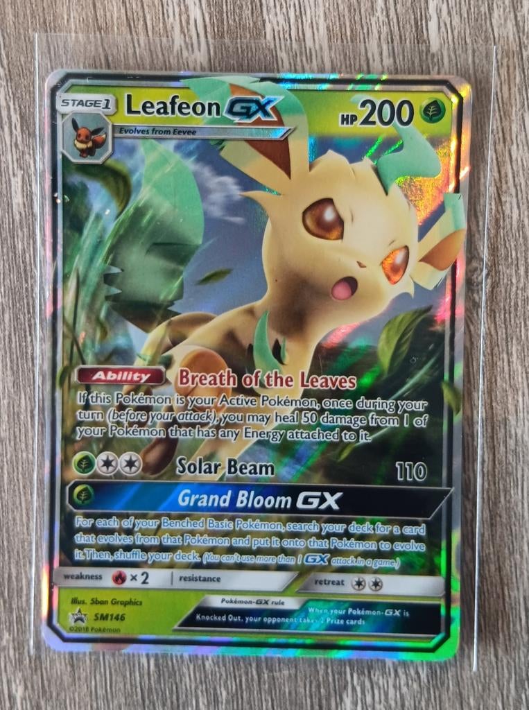 Leafeon GX promo Sun&Moon, Ophalen of Verzenden, Zo goed als nieuw, Losse kaart, Foil