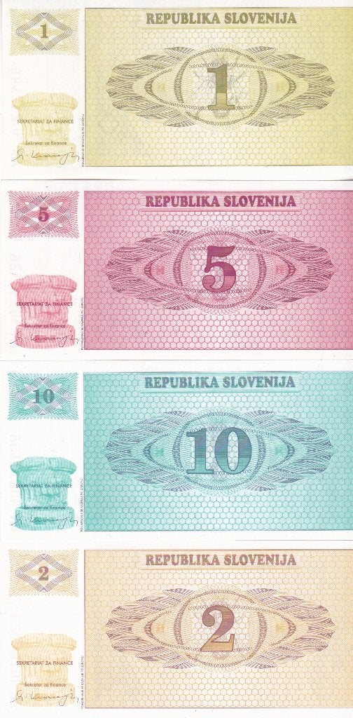 REPUBLIKA SLOVENIJA 1991/1992 1 - 2 - 5 - 10 TOLARAJEV NIEUW, Ophalen of Verzenden, Euro's
