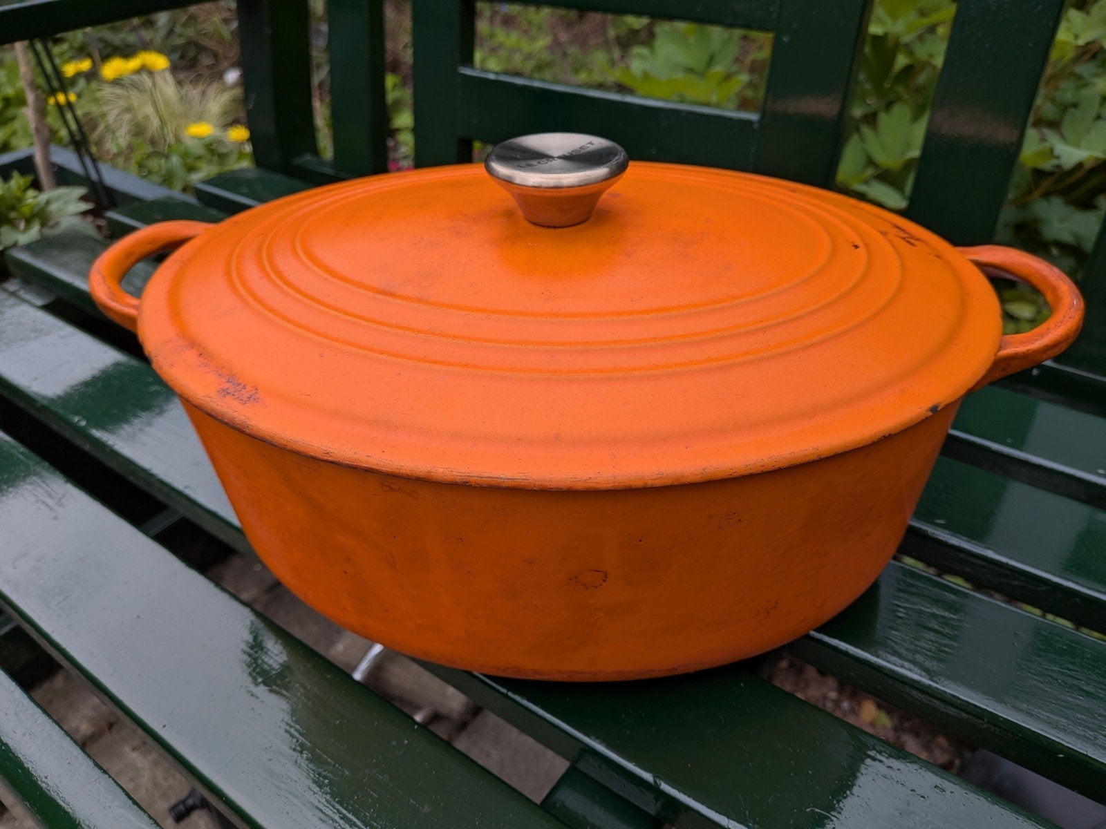 Ovale le Creuset pan met hittebestendige knop, Ophalen of Verzenden, Gietijzer, Koekenpan of Braadpan